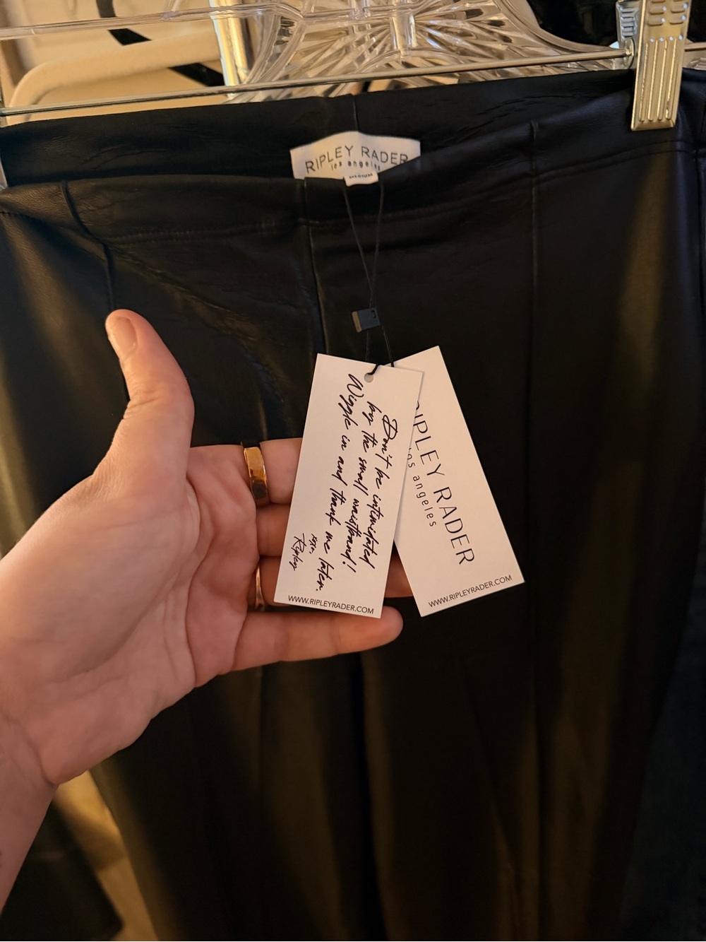 NWT Ripley Rader Black Faux Leather Wide Leg Pants | Size 3 (Medium) - Picture 4 of 4